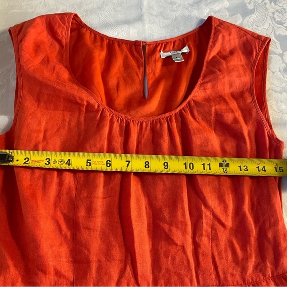 J Crew Orange 100% Linen Crew Neck Side Zip Pockets Dress Women Size 6 - Picture 5 of 11
